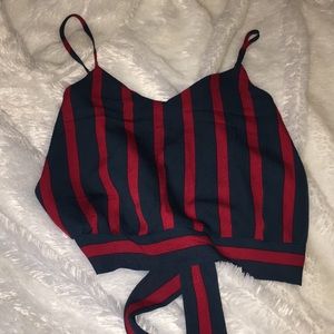 Striped back tie crop top, never worn